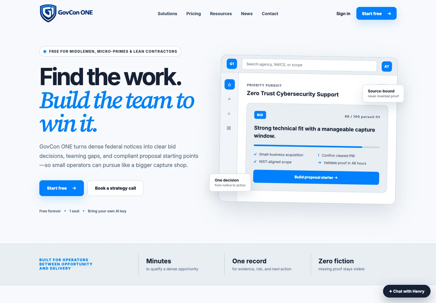 GovCon One homepage screenshot