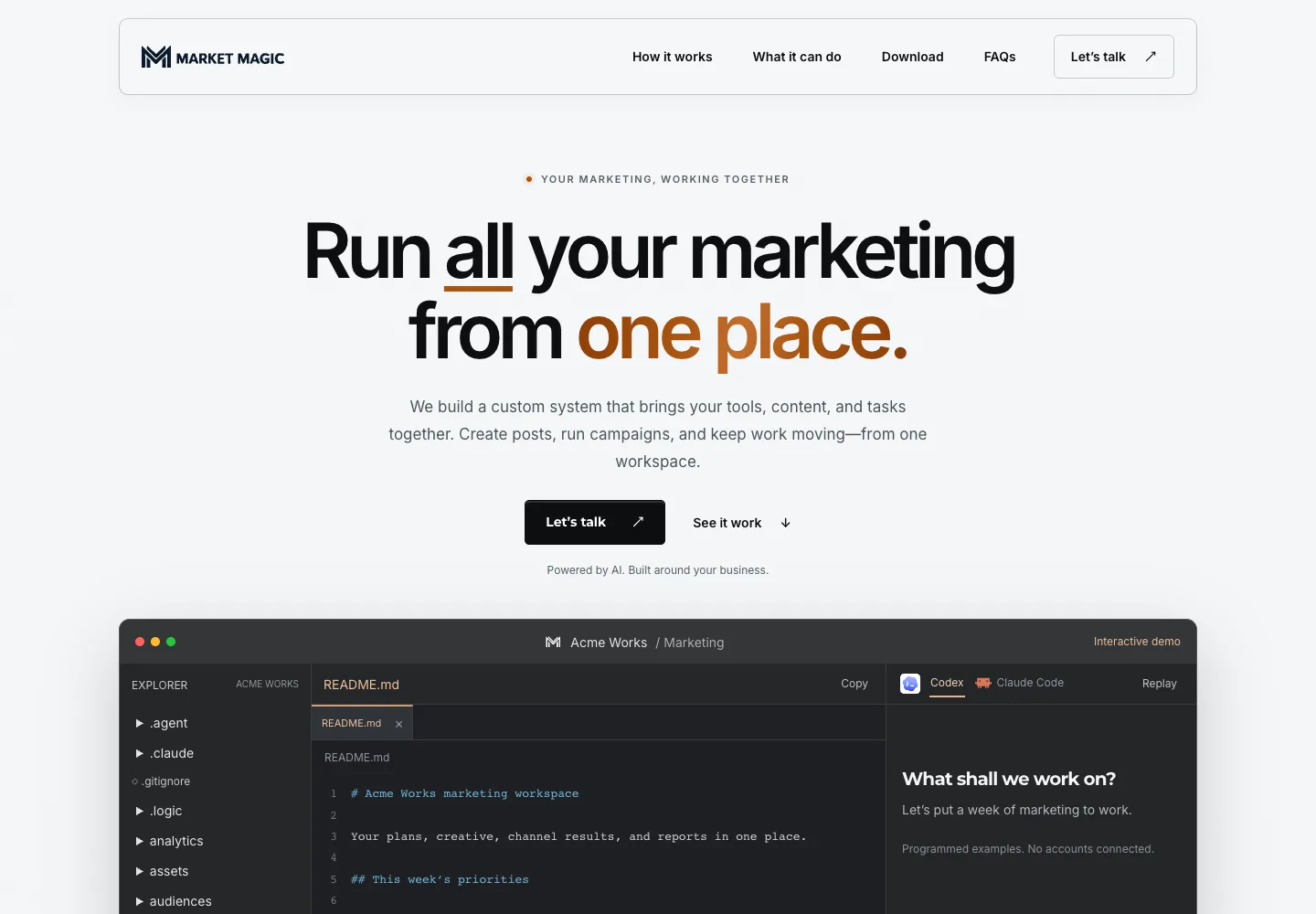 Market Magic homepage screenshot